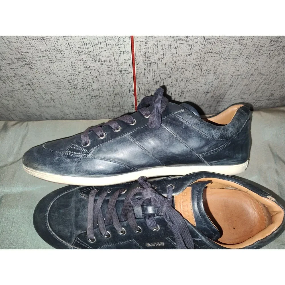 Bally Men's Navy Low Leather Shoes Sz 13D